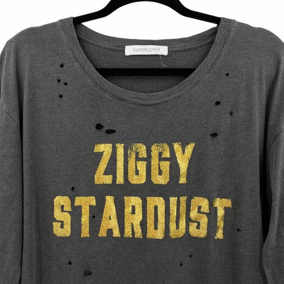 Daydreamer Gray Long Sleeve Tee with Gold Print - Picture 4 of 12